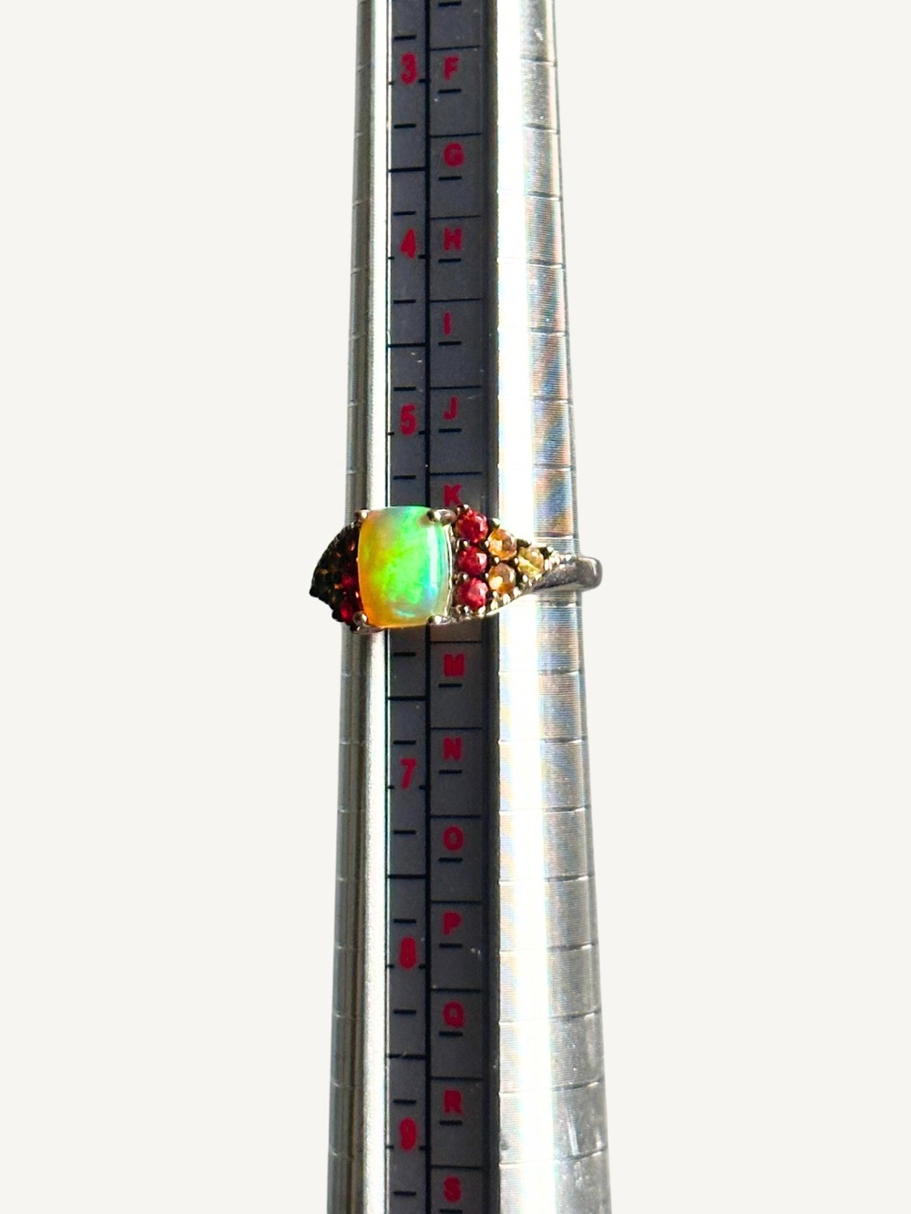 Natural Ethiopian Opal Sterling Silver Ring KHR 925 India Size 6 Fire Opal Pave - Picture 6 of 9